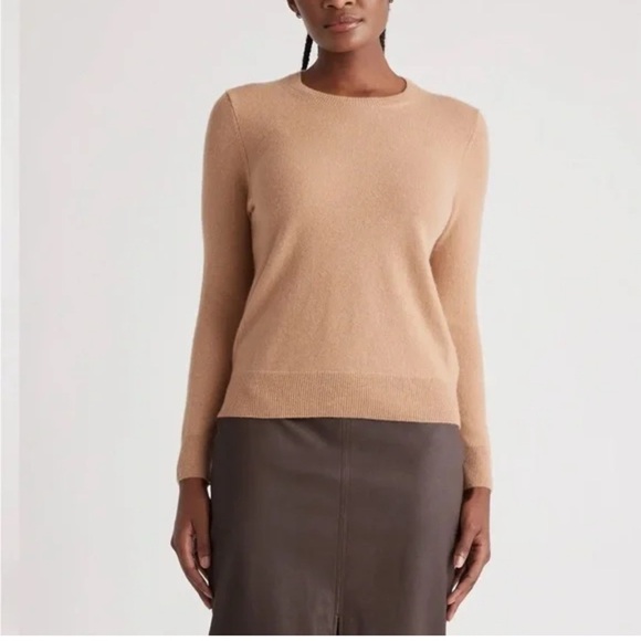 Quince 100% cashmere camel quiet  luxury crew neck sweater size S - Picture 3 of 12